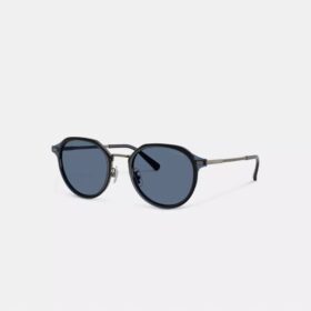 Runde Sonnenbrille aus strukturiertem Metall