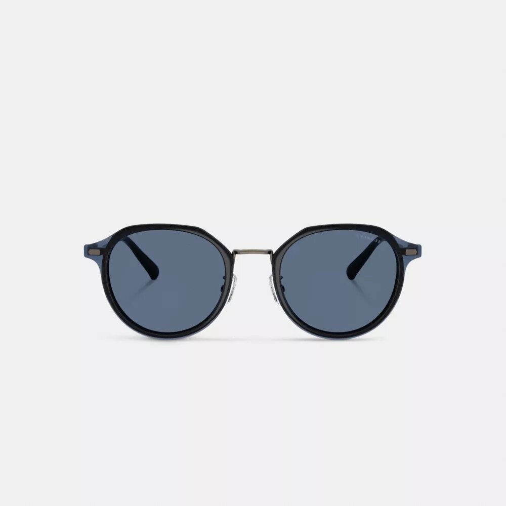 Runde Sonnenbrille aus strukturiertem Metall