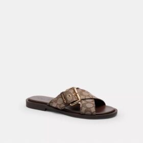 Sandalen mit gekreuzten Riemen und Schnalle aus charakteristischem Jacquard
