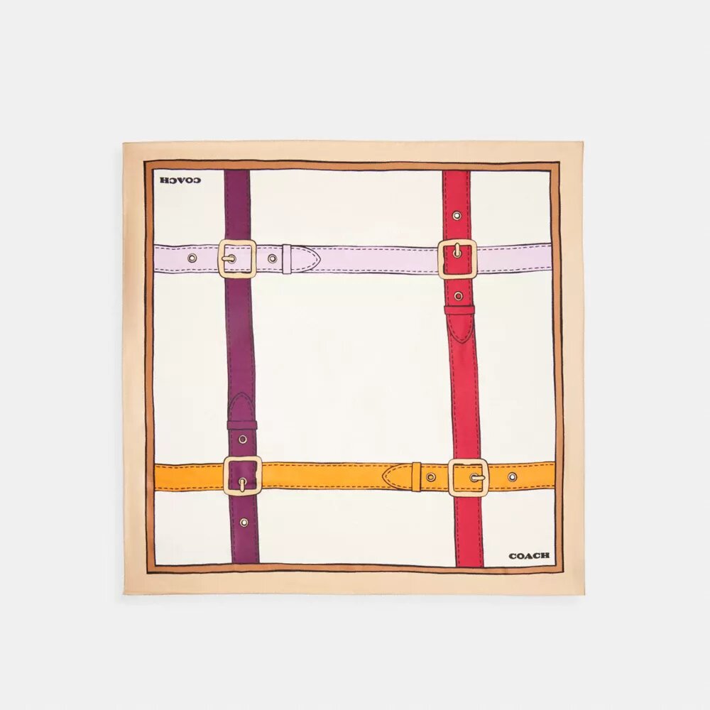 Seiden-Quadratschal mit Trompe-l’œil-Gürtel-Print