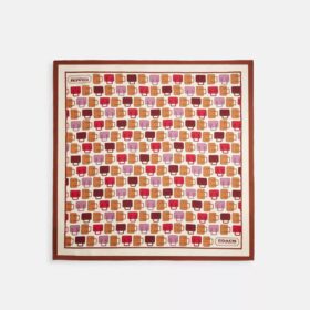 Seiden-Quadratschal mit Trompe-l’œil-Taschenprint