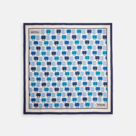 Seiden-Quadratschal mit Trompe-l’œil-Taschenprint