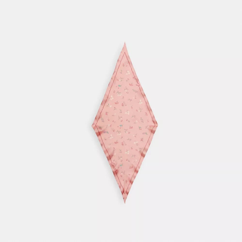 Seidenschal mit Rautenmuster und verspielter Blumenprint