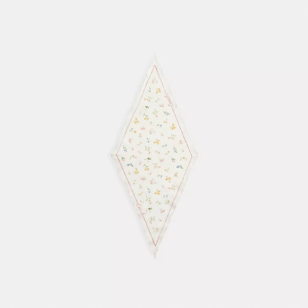 Seidenschal mit Rautenmuster und verspielter Blumenprint