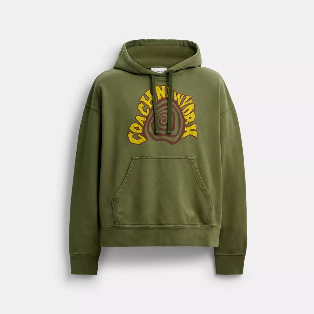 Stückgefärbter Spiral-Kapuzenpullover