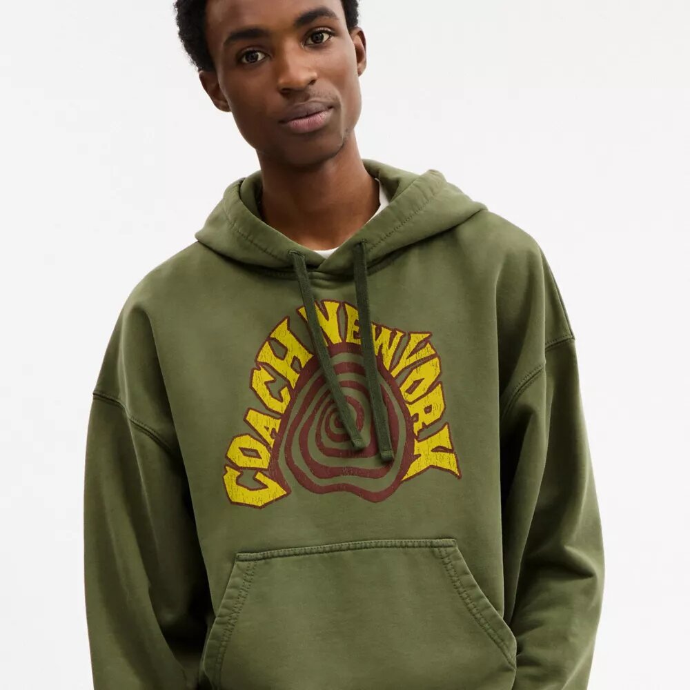 Stückgefärbter Spiral-Kapuzenpullover