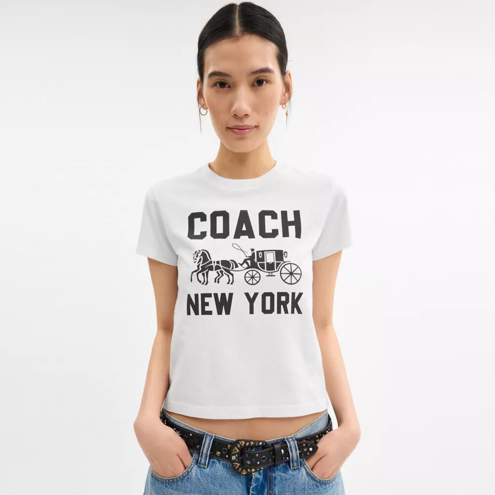 T-Shirt mit Horse and Carriage-Motiv aus Bio-Baumwolle
