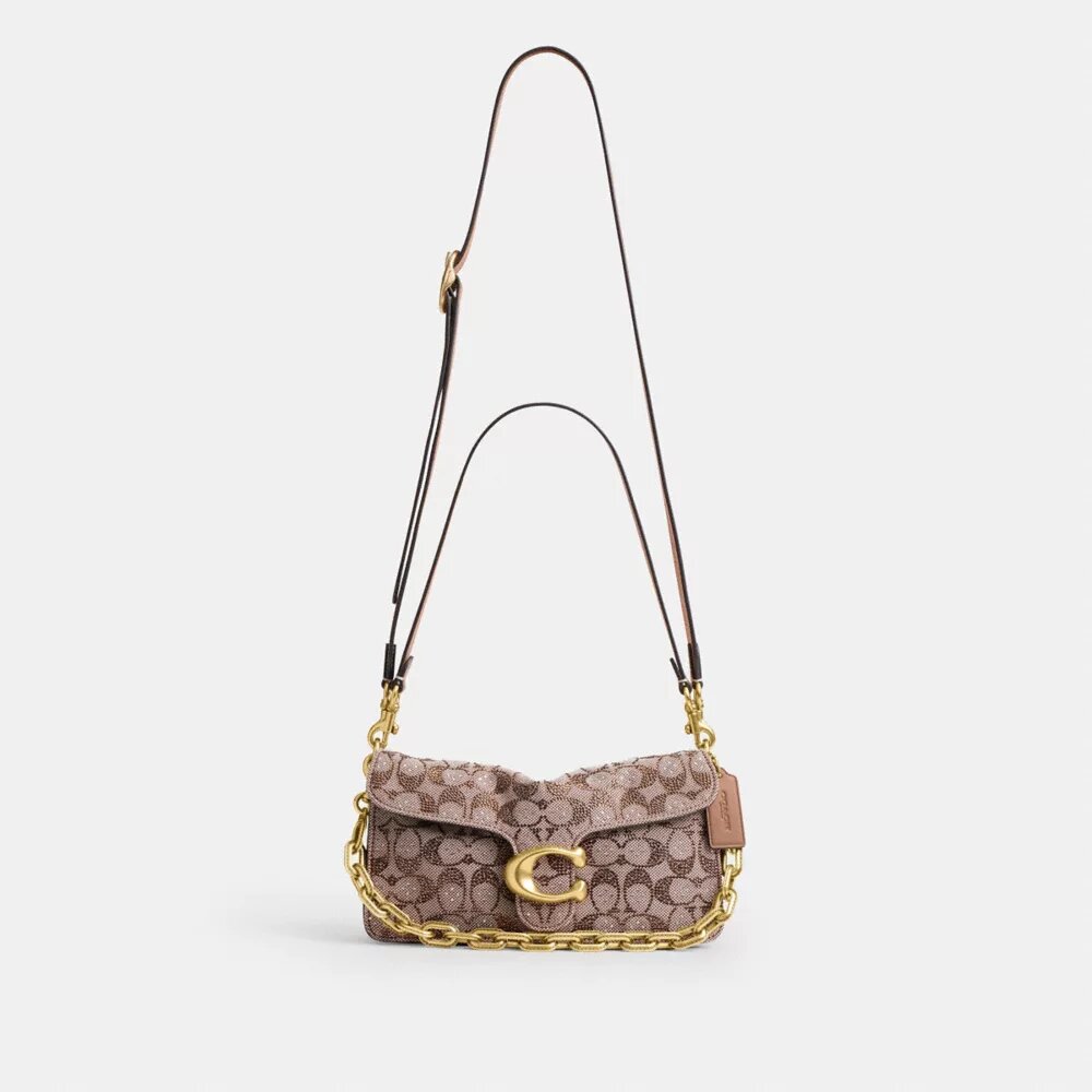 Tabby-Schultertasche 26 in Crystal Signature Jacquard