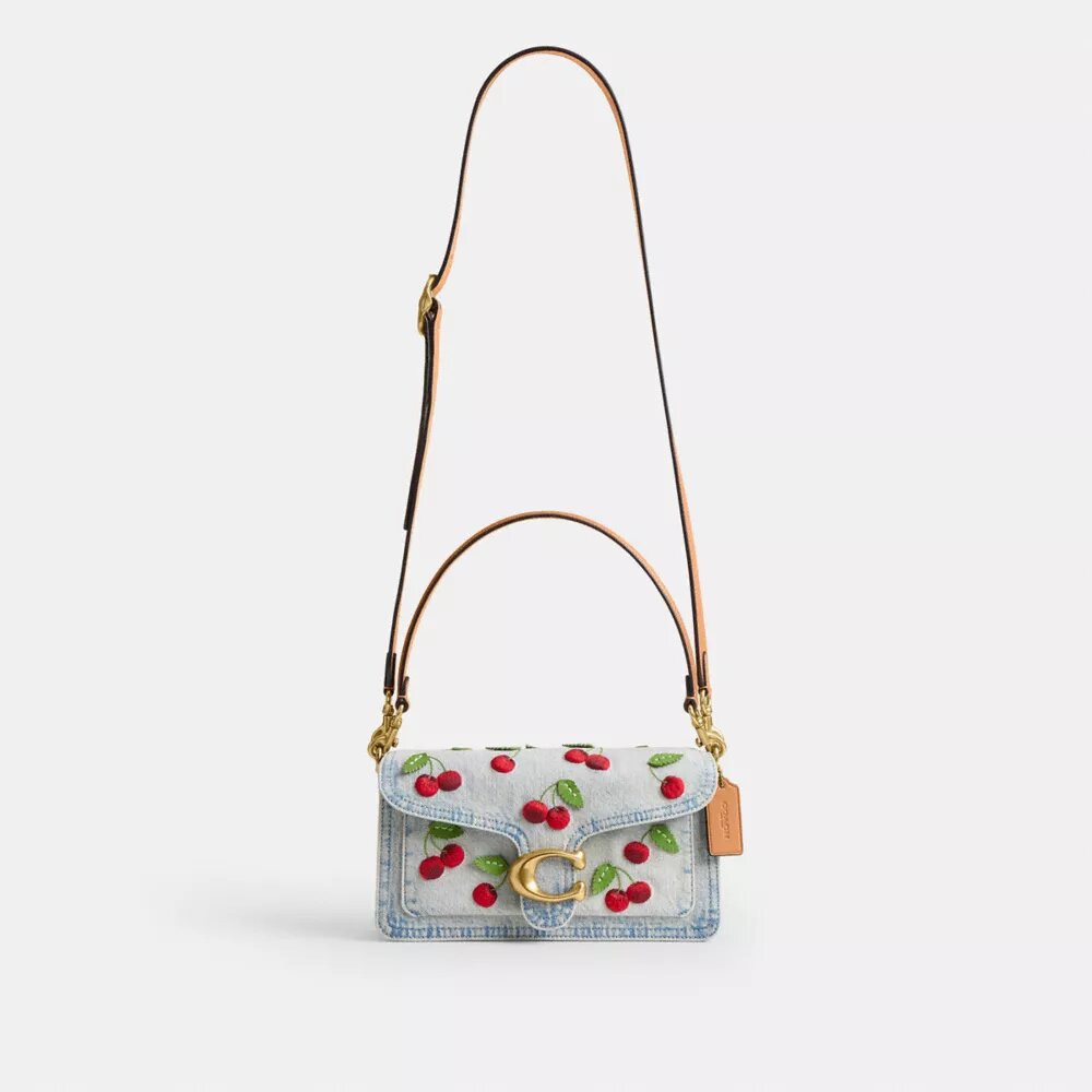 Tabby-Schultertasche 26 mit Kirschstickerei