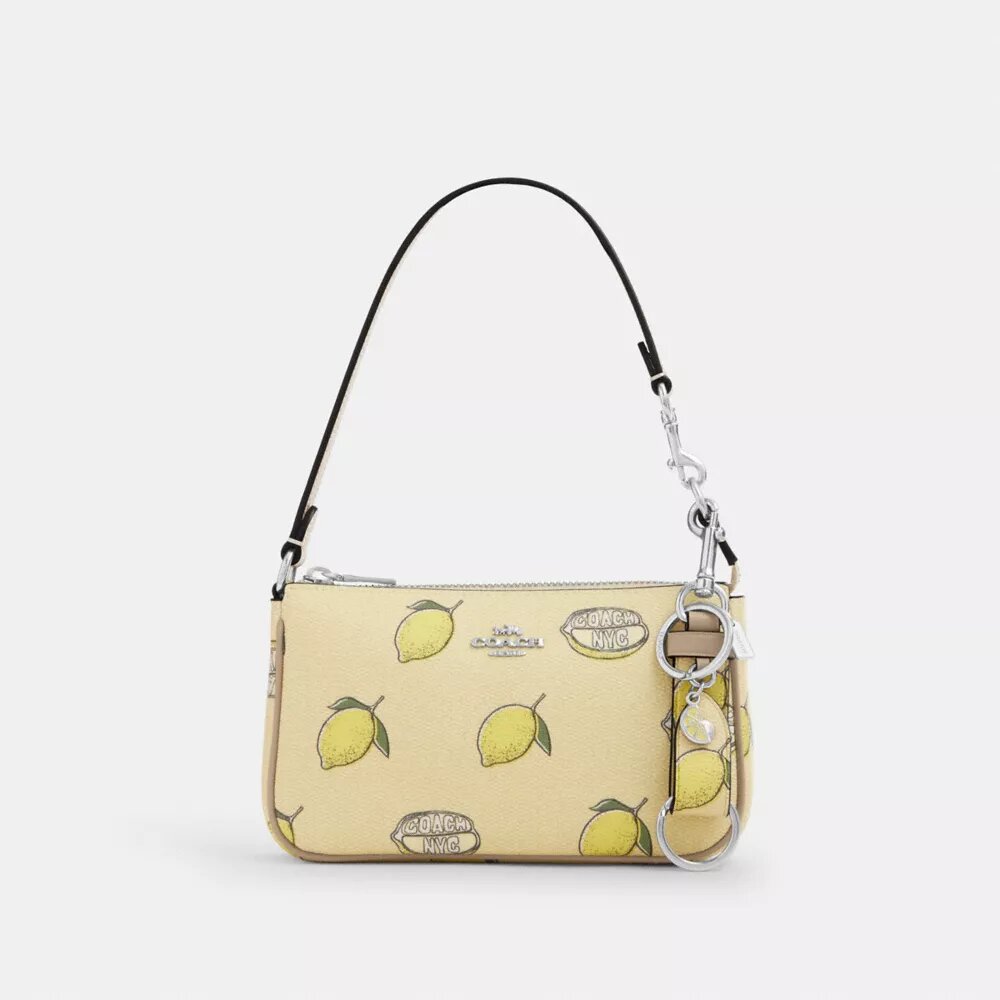 Taschenanhänger mit Druckknopfverschluss und Zitronen-Print