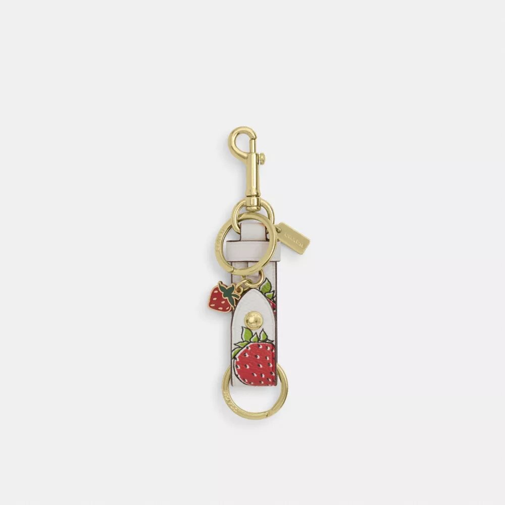Taschenanhänger mit Karabinerhaken und Erdbeer-Print