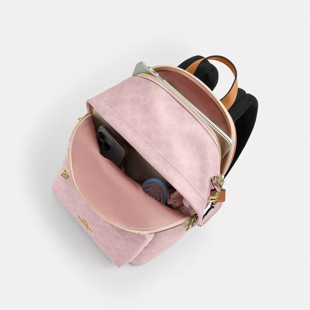 Taylor-Rucksack in kleiner Ausführung aus Signature Canvas mit Anhängern