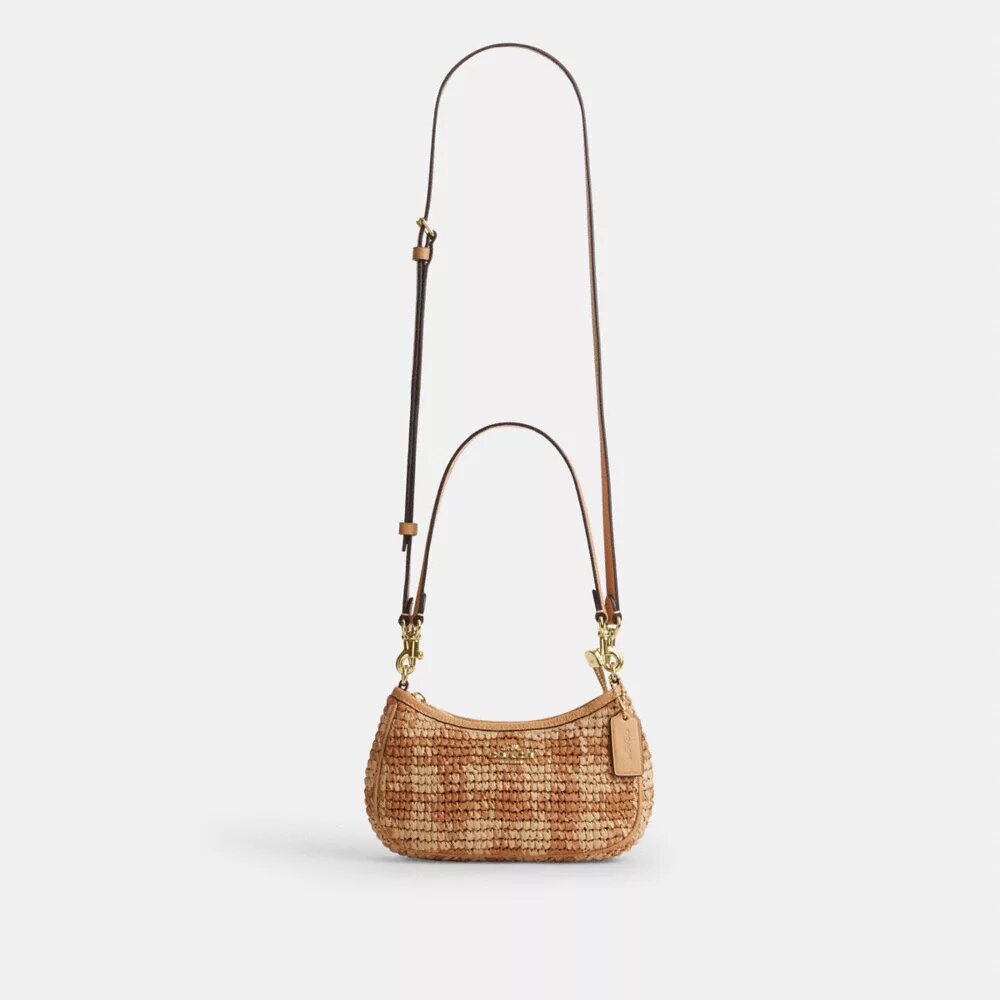 Teri Mini-Umhängetasche mit Gingham-Print