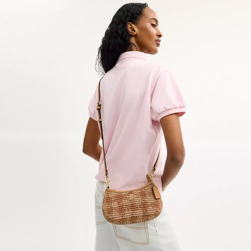 Teri Mini-Umhängetasche mit Gingham-Print