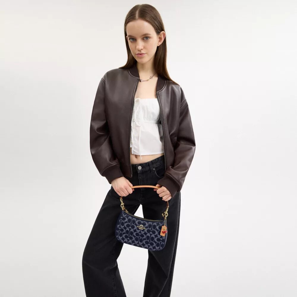 Teri-Schultertasche aus Signature-Denim