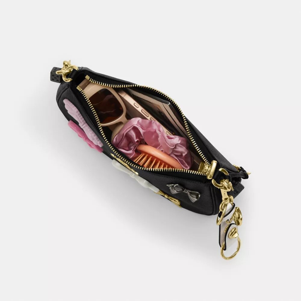 Teri-Schultertasche mit Schleifen und Anhängern