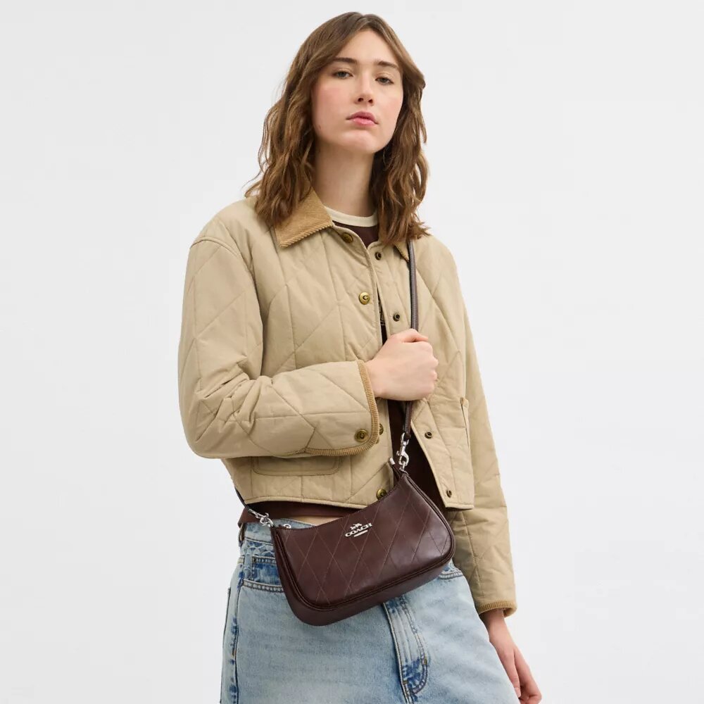 Teri-Schultertasche mit Steppung