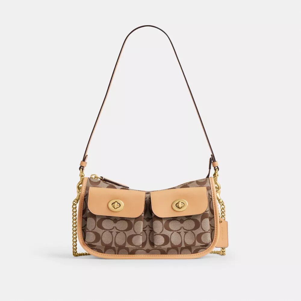 Waverly-Tasche mit zwei Turnlock-Verschlüssen aus unserem charakteristischen Jacquard