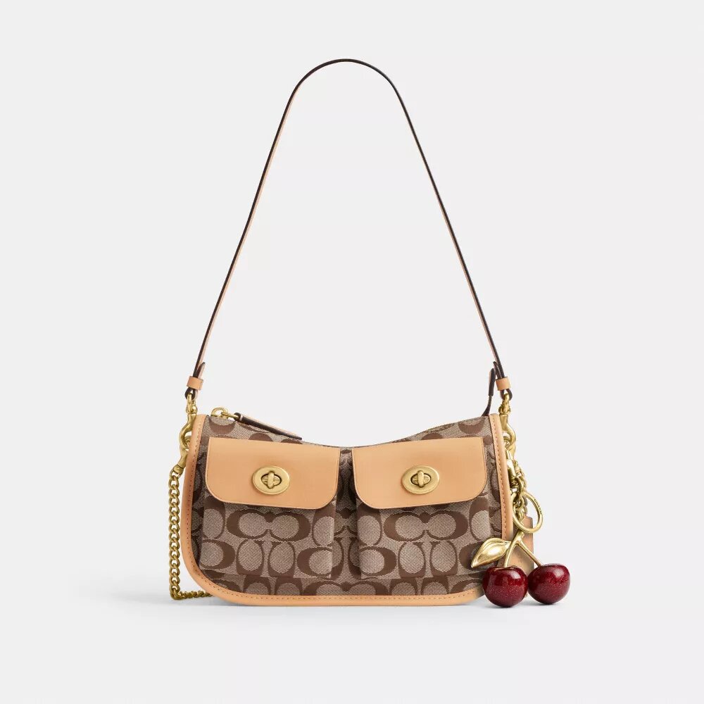 Waverly-Tasche mit zwei Turnlock-Verschlüssen aus unserem charakteristischen Jacquard