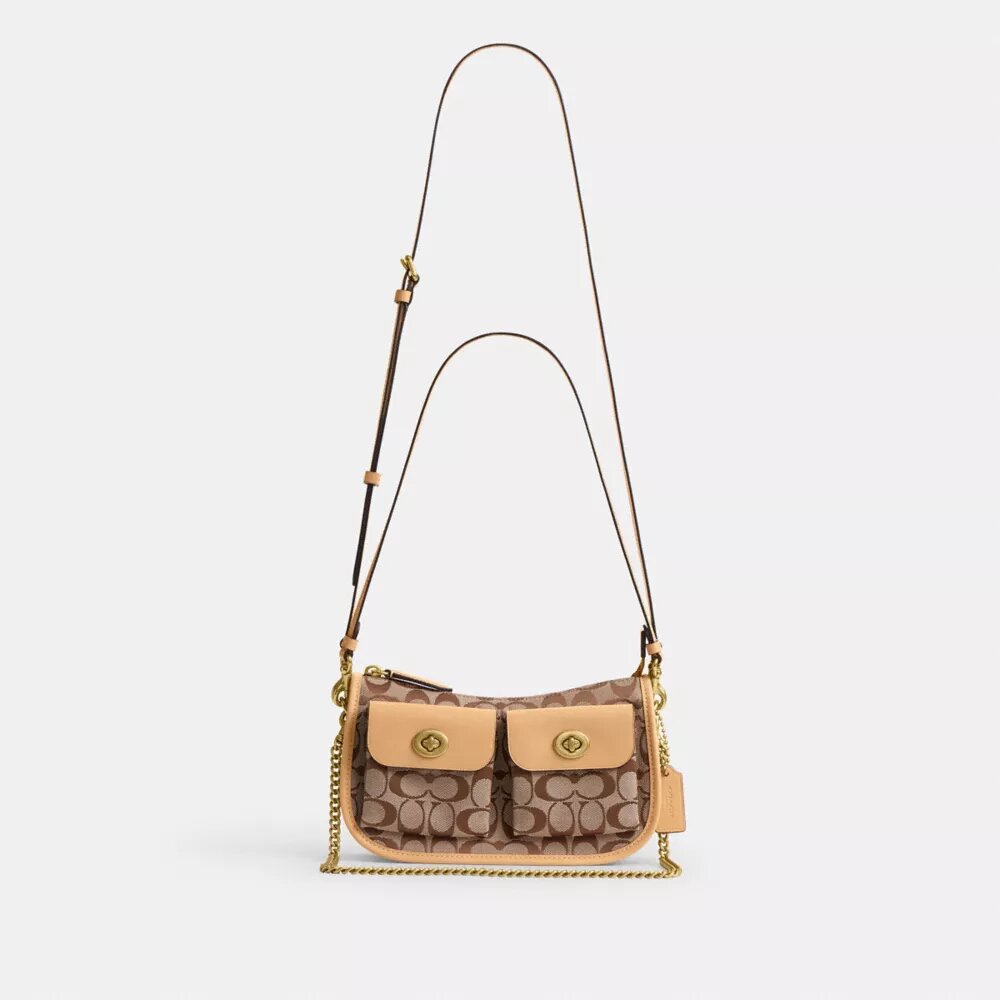Waverly-Tasche mit zwei Turnlock-Verschlüssen aus unserem charakteristischen Jacquard
