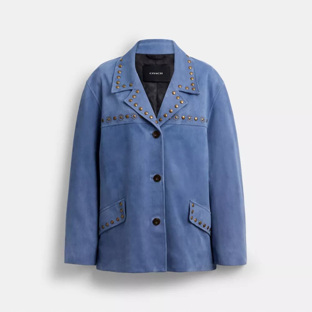 Wildlederjacke mit Nieten
