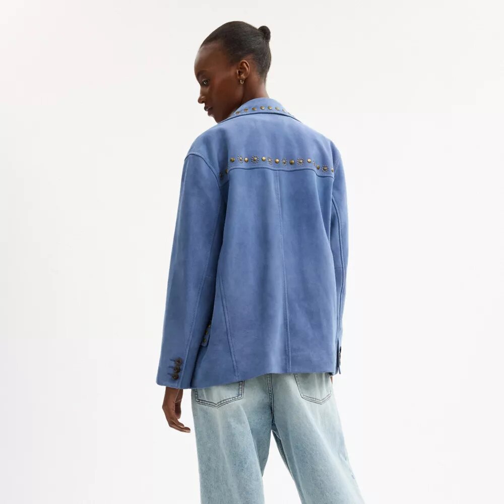Wildlederjacke mit Nieten