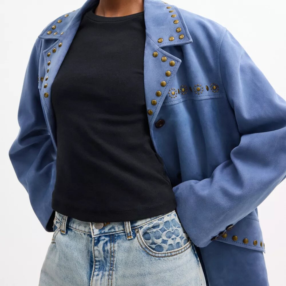Wildlederjacke mit Nieten